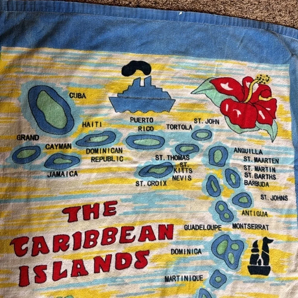 Vintage The Caribbean Islands beach towel